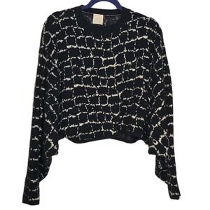 Kerisma Black White Cropped Sweater OS GUC Cozy Chic Boho 🖤✨